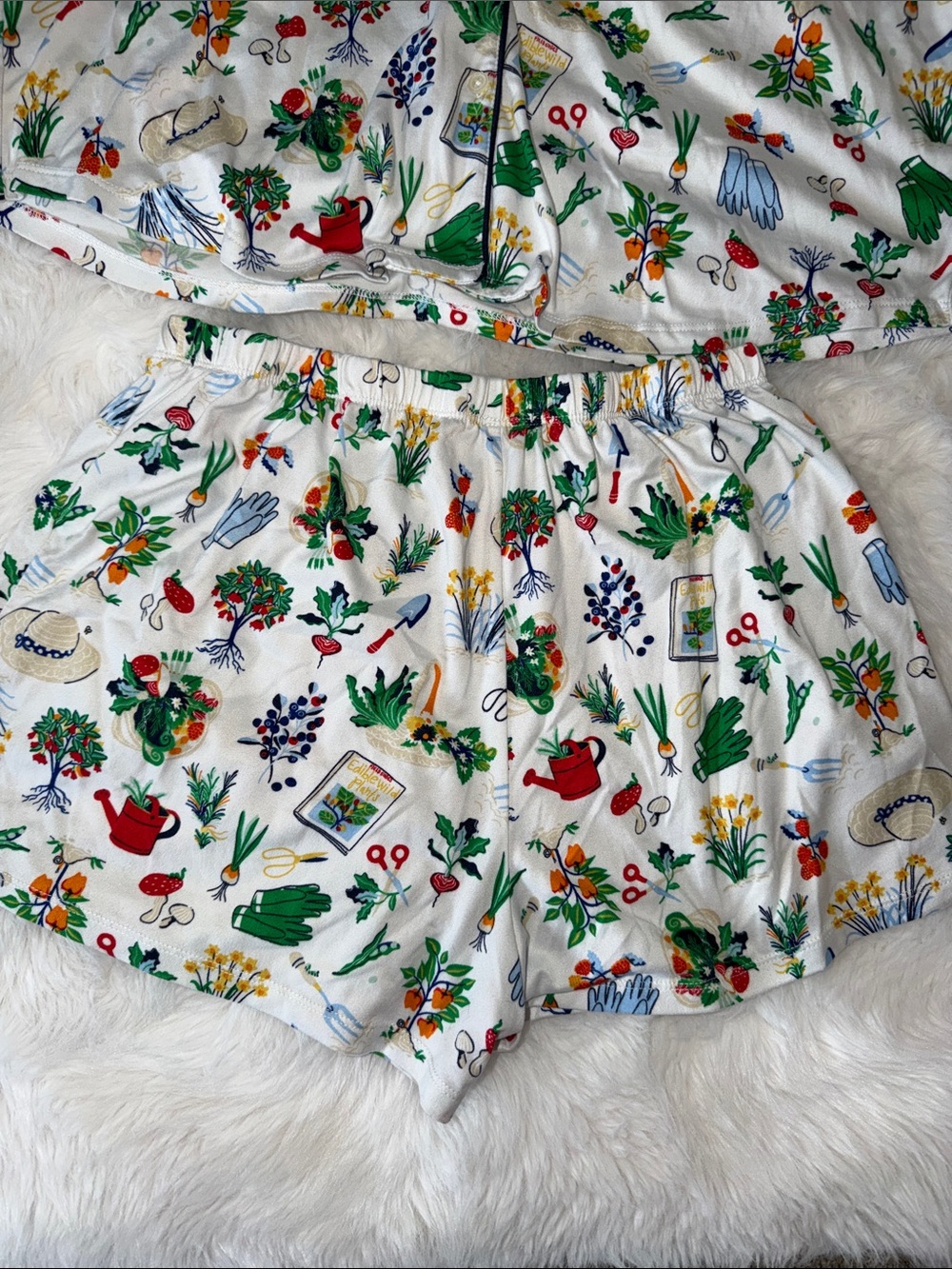 kate spade White Garden-Print Short Pajama Set size large - Picture 5 of 8